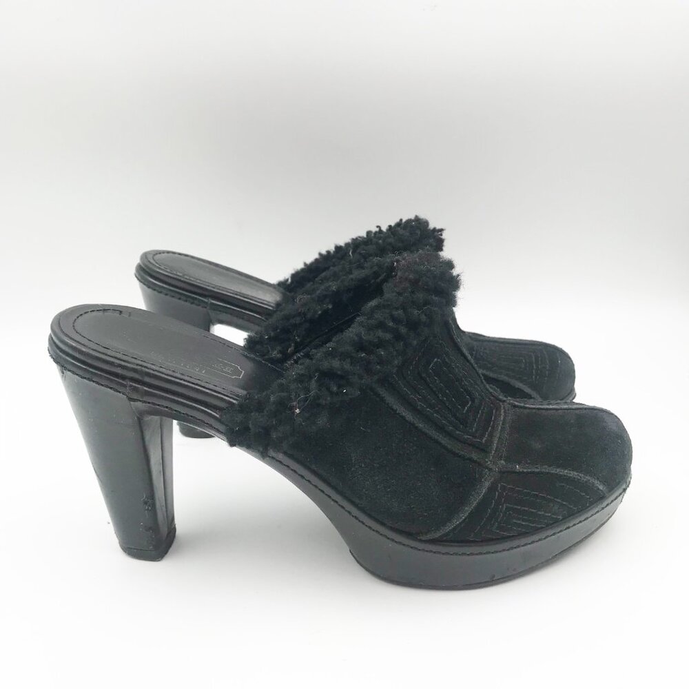 COACH Aubrey Black Suede Fur Lined High Heel Y2K Heeled Mules Womens 7 - Picture 4 of 13
